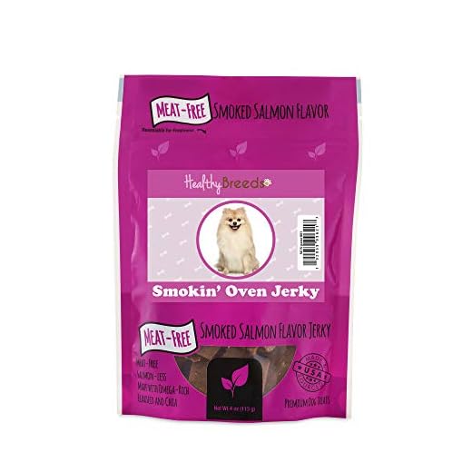 Healthy Breeds Pomeranian Smokin' Oven Meat-Free Smoked Salmon Flavor Jerky Dog Treats 4 oz
