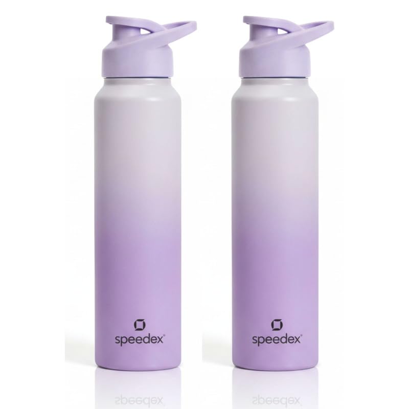 Image of Speedex Stainless Steel Water Bottle 1 Ltr, Leak Proof Sipper Cap, BIS Approved 1000 ml Metal Bottle For Daily, Office, School, Gym, Travel Use for Men, Women, Kids, Adults, Dual Purple, Set of 2