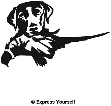 Express Yourself Lab Retreiving Pheasant (Black - Image Facing as Shown - Small) Decal Sticker - Hunting Dog Collection - Labrador Retriever