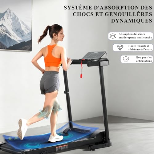 Tapis de Course Inclinable Pliable Electrique, Tapis Course Electrique Moteur 630W, Vitesse Réglable, Écran LED, 12 Programmes, Tapis de Marche Pliable, Tapis de Sport Course Cardio Maison – Image 4
