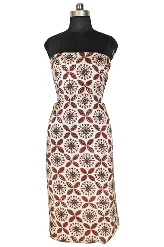 Image of Ethnics of Kutch Womens's Ajrakh Modal Silk Natural Dye Hand Block Print Unstitched Kurta Fabric