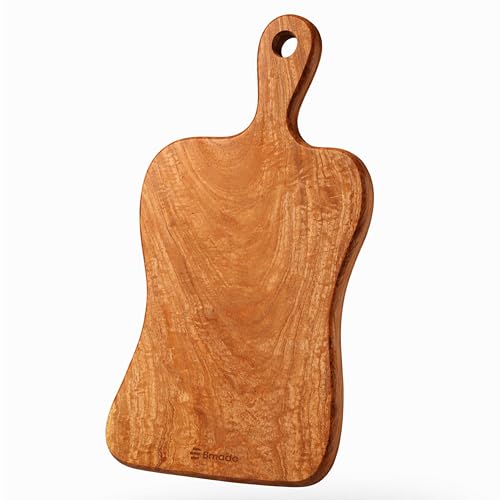 Image of Bmado Premium Single-Piece Solid Wooden Cutting Board with Handle | 1.2 Inch Thick Heavy-Duty Rectangular Chopping Board | Knife-Safe for Vegetables, Meat & Fruits | No Joints One Block Design
