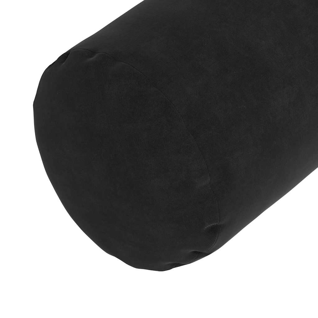 2 cuscini imbottiti neri Ø 15 x 40 cm, morbido tessuto a coste, sfoderabile, imbottitura in poliestere, per divano, letto e sedia