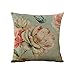 WOMHOPE Set of 4 Vintage Spring Flower Decorative Throw Pillow Covers Pillow Cases Cushion Cases Burlap Toss Throw Pillow Covers 18 x 18 Inch for Living Room,Couch and Bed (Pink Flower)
