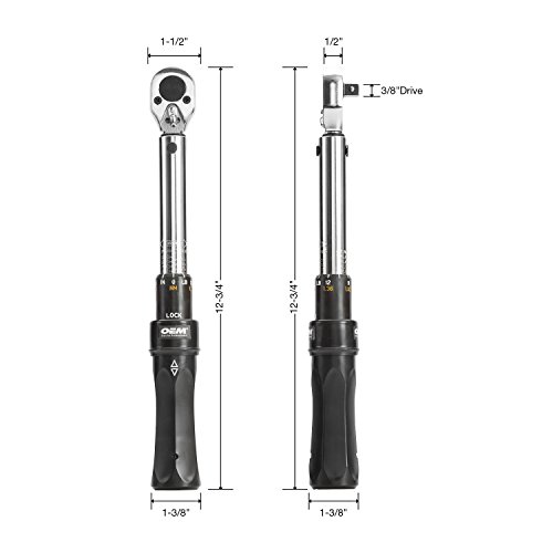 Oemtools 25685 3/8” Drive Click Style Torque Wrench, 3/8 Drive Compatible, For Precise Fastening, Perfect For Vehicle/Motorcycle Repair, Measures From 25-250 In/Lbs #TOP5