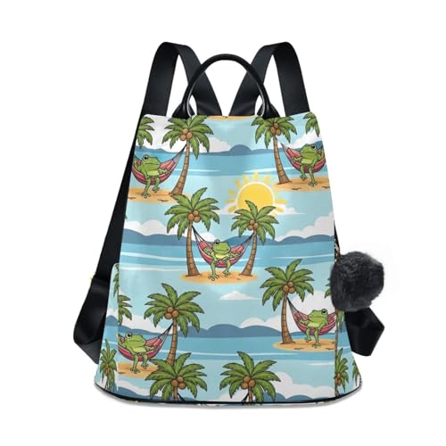 Sac à dos femme grenouille palmiers zip pour ranger vos affaires