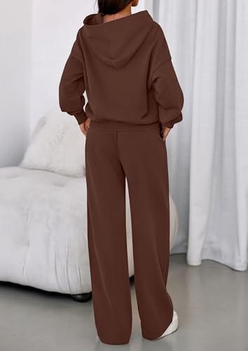 Image of PRETTYGARDEN Womens Sweatsuits 2 Piece Set 2026 Casual Winter Long Sleeve Hoodie Loose Wide Leg Sweatpants Fall Tracksuit