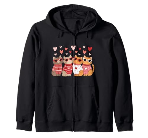 Gatos Kitty Día de Meowentine Funny Girls Valentines Kitten Sudadera con Capucha