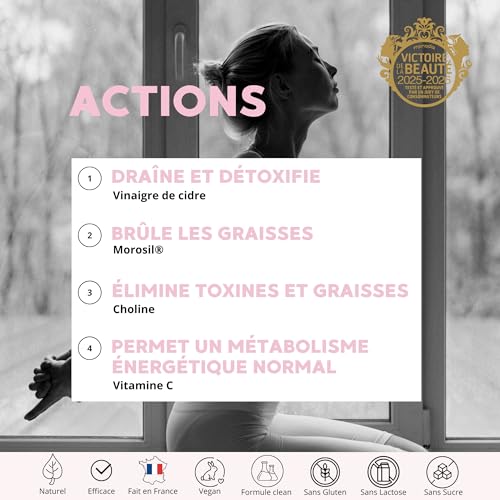 Morosil® 400 mg - Brûleur de Graisse Puissant - Vinaigre de Cidre 500 mg - Choline - Perte de Poids & de Graisse Abdominale - 60 Gélules - Vegan - Fabriqué en France – Image 6