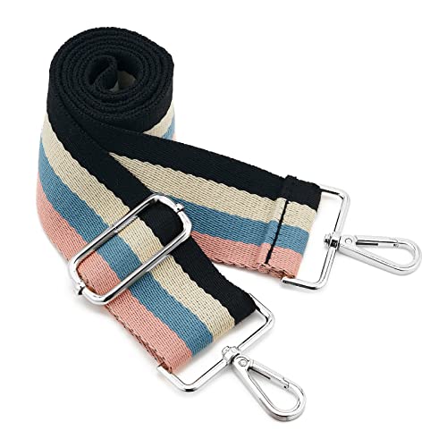 Image of Silvery Buckles Wide Shoulder Strap Adjustable Replacement Belt Crossbody Canvas Bag Handbag