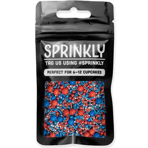 Red & Blue Superhero Sprinkle Mix | Comic Book Hero Party Cake Decorations & Cupcake Toppers (30g Sample Packet)