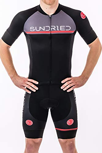 SUNDRIED Mens Short Sleeve Cycling Jersey Road Bike Cycling Top Mountainbike-Hemd (schwarz, XS)