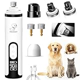 PleySyncz Upgraded Silent Dog Nail Grinder, Cordless Grooming Pro Nail Grinder with 3 Adjustable Speeds & Led Light, Painless Paws Grooming for Small Medium Large Dogs & Cats (2 Replacement Heads)