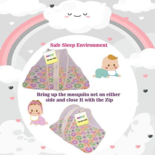 Image of Kwitchy New Born Baby Bedding Combo of Mattress with Net | 4 Pcs Gadda Set (0-6 Months) Yellow (3PCS Set)