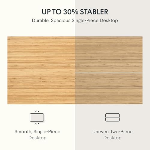 Image of FLEXISPOT EN2 Bamboo Standing Desk with Clamp Power Strip, 55 x 28 Electric Stand Up Height Adjustable Desk with Cable Management (Grey Frame + 55 inch Bamboo Top, 2 Packages)