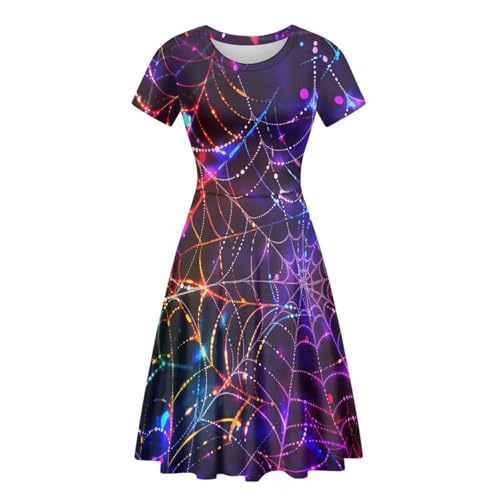 Image of POLERO Sunflower Dress for Women Floral Summer Dresses Short Sleeve Casual Sundresses Midi Dresses
