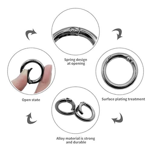 BigCheer 15pcs 33mm karabiner rund Schwarz, Sehr Robust Zinklegierung Runde Karabiner, Schlüsselring, Für Schlüsselanhänger Tasche Schmuck Diy Handwerk Machen