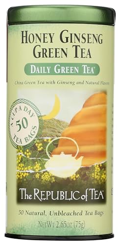 Image of The Republic of Tea Daily Green Honey Ginseng Green Tea, 50 Count