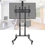 SRHIMEOS Mobile Standing TV Cart Height Adjustable for 32"-65" Plasma LCD LED Flat Screen/Curved TV,