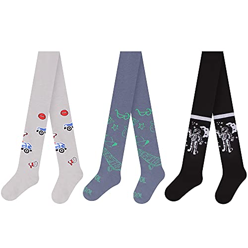 L&K-II Lot de 3 Collants bébé garçon tricotés avec différents motifs multicolores 27253B 98-104 Cover
