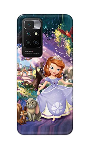 Image of PRINTFIDAA Cartoon Little Girl with Crown and Pet Animals Printed Designer Hard Case for Redmi 10 Prime Back Cover -(e) RPM1008