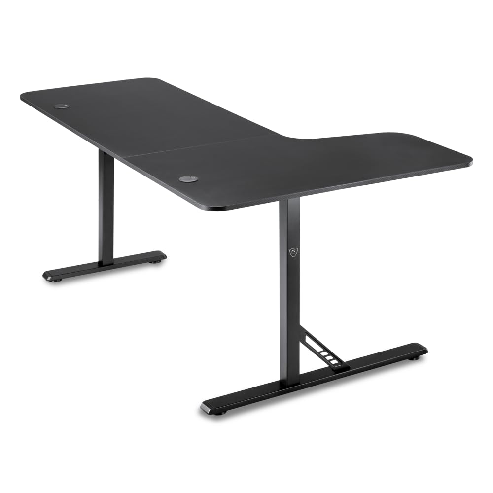 REKT R-Desk 160 L (Gauche) Bureau Gamer d'angle L160 x P60-100 x H75 cm - Supporte jusqu'à 100 Kg - Porte Gobelet - Repose Casque - Bureau Gaming d'angle en L PC Console Table