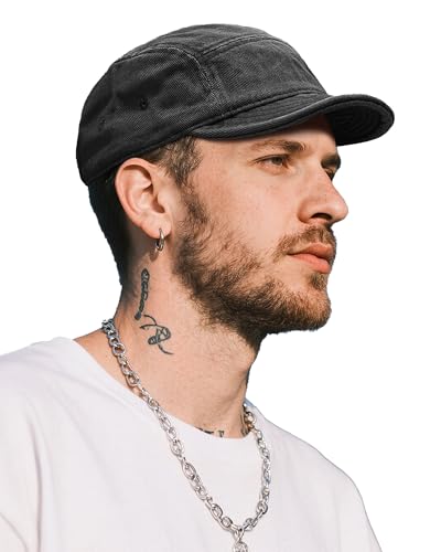 Clakllie Cotton 5 Panel Cap mit Kurzem Schirm Flat Brim Caps...