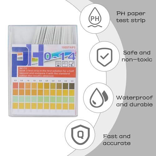 1 Schachtel mit 100 Stück Säure-Base-Testpapier (PH Wert Teststreifen 0-14) Premiumprodukt Großer Testbereich PH Teststreifen Wassertest Testet Ihr Wasser auf Nitrat & Nitrit PH & Alkalinität
