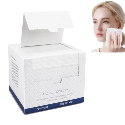 Toallas Limpias XL,Toallas Desechables Faciales,Biodegradables Toallas Facial,Toallas Cara Toallitas Limpieza para la Piel Sensible del,Toallitas Desmaquillantes,50 unidades,1 Paquete