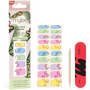 Mylee Gel Nail Wraps [Bloom Boom] – 20 Pre-Cured Gel Stickers for Instant Mani – No Lamp Needed, Chip-Resistant, Glossy Finish, Lasts Up to 14 Days – Easy to Apply, Vegan & Cruelty-Free