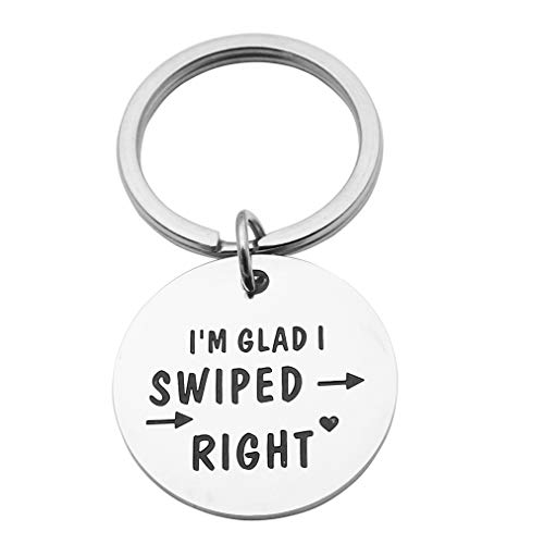 Beeshion I'm Glad I Swiped Right Keychain Boyfriend Gift Couple Jewelry Gift for Boyfriend Girlfriend