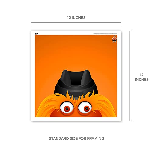Philadelphia Flyers Mascot Gritty Minimalist Nhl Fine Art Print By S. Preston - Contemporary Kids Room Wall Decor, 12" X 12" Unframed Collectible Poster, Colorful Clean Sports Artwork #TOP2