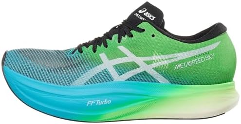 ASICS Tênis de corrida unissex METASPEED Sky+, Preto/folha nova