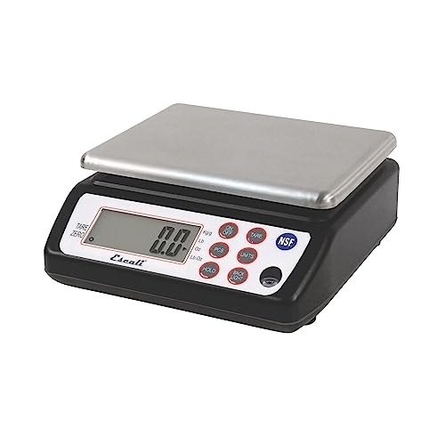 SAN Jamar Digital Kitchen Scale 33 lb Capacity Square – Portion Control Scale with Stainless Steel Platform – Backlit Display, Tare Function for Food Prep and Weighing