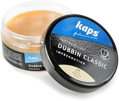 Kaps Dubbin Classic para Piel - Impermeabiliza Suaviza y Conserva el Cuero - Fragancia Agradable - Para Zapatos Botas Sillas de Montar Ecuestres Artículos de Cuero con Tachuelas - 200 ml