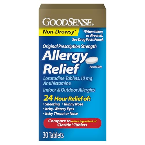 GoodSense Allergy Relief Loratadine Tablets 10 mg, Antihistamine, Allergy Medicine for 24 Hour Allergy Relief, 30 Count