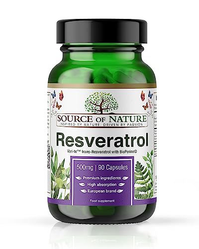 Resweratrol fermentowany 500 mg | 90 kapsułek | 98 % czystości | Wegański | Wysoka dawka | + Piperine | Bez zbędnych dodatków | Wyprodukowano w Europie