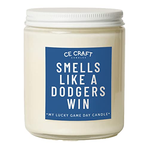 CE Craft - Smells Like a Dodgers Win Candle - Funny Birthday Gift for Him - Baseball Themed Gift - Gift for Dad, Boyfriend - Dodgers Gift (Sugar Cookie)