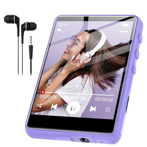 SWOFY Reproductor MP3 Bluetooth 5.3, 64 GB Hi-Fi, reproductor MP3 con altavoz, auriculares FM, grabadora de radio FM, pantalla táctil de 2,4 pulgadas, mini reproductor de música infantil, soporta