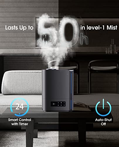 Humidifiers for Bedroom,6L Cool Mist Humidifiers with Humidistat and Timer,TABYIK Top Fill Humidifier for Large Room Quiet,with Essential Oil Diffuser for Home Office