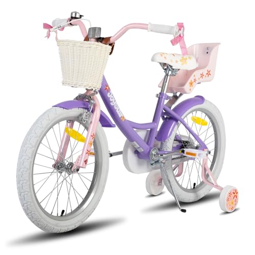 JOYSTAR Einhorn 18 Zoll Kinderfahrrad für 6-9 Jahre Mädchen, Kinderfahrrad mit Puppenfahrradsitz & Stützrädern& Korbstreamer,helles Violett JOYSTAR Einhorn 18 Zoll Kinderfahrrad für 6-9 Jahre Mädchen, Kinderfahrrad mit Puppenfahrradsitz & Stützrädern& Korbstreamer,helles Violett