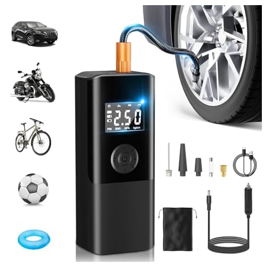 AOKBON Compresor Aire portatil 150 PSI inflador ruedas coche con Power Bank Iluminación LED 12V DC Batería de 6000mAh Compresor Aire Coche Ideal para Coche Moto Bicicleta Balones