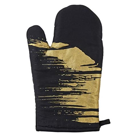 Premier Housewares Cotton Oven Glove in Black/Gold Cover