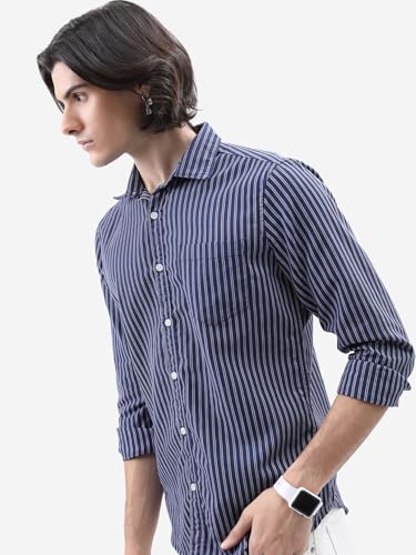 Image of Highlander Men's Slim Fit Striped Shirt | Full Sleeves | Everyday Wear Stylish Shirts for Men