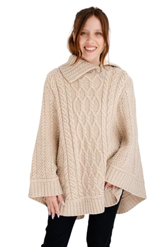 Image of SAOL Ireland Ladies 100% Merino Wool Cowl Neck Zipper Poncho