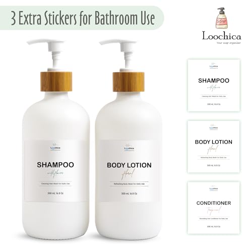 Image of LOOCHICA 2 Pack White Glass Soap Dispenser Set for Kitchen Sink, Hand and Dish Soap, Matte White Finish, Rustic Decor