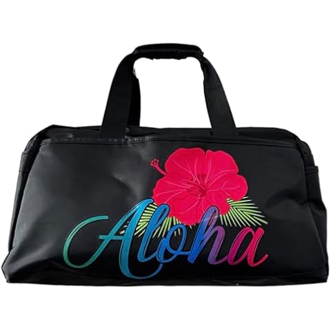 Aloha Designs Carry On TSA Approved Aloha Duffel Bag Tote Shoulder Diaper Gym Hawaii Travel Bag, Pool Bag, Overnight bag, Sports Bag Etc & ONE Aloha Sticker Cover