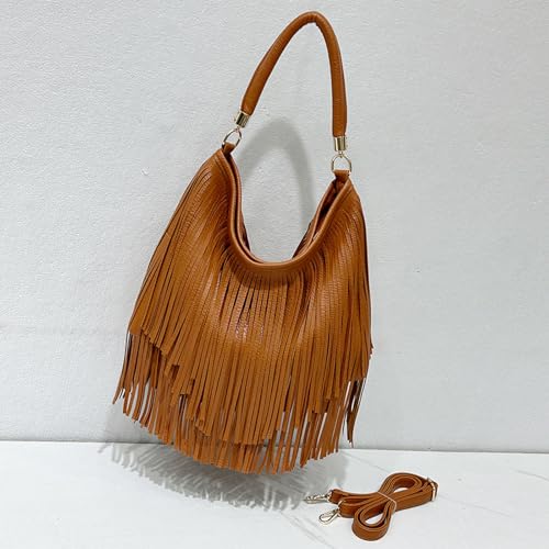 Bolso de hombro de cuero con flecos Bohemio CORIOS miniatura 3