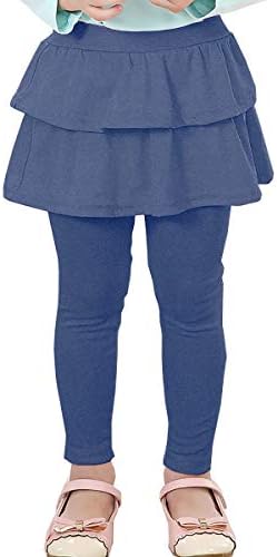 RieKet Girls Leggings with Skirt Warm Kids Leggings Tutu Pants 2-14 Years Dark Blue 7-8 Years