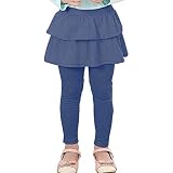 RieKet Girls Leggings with Skirt Warm Kids Leggings Tutu Pants 2-14 Years Dark Blue 7-8 Years